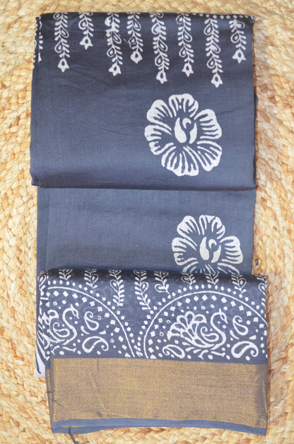 Steel Bapta Cotton Silk Handloom Saree