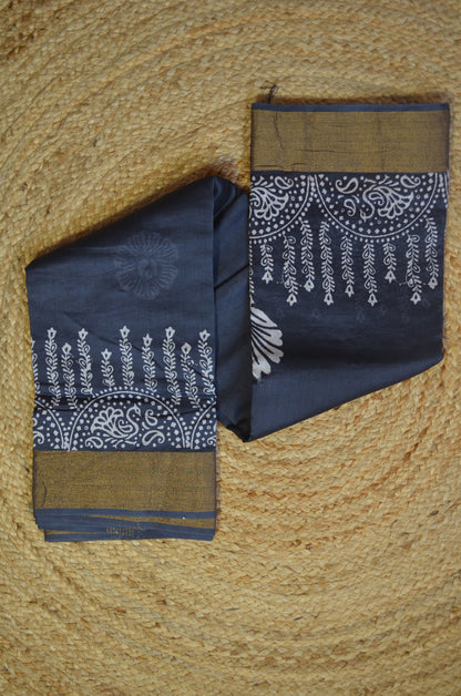 Steel Bapta Cotton Silk Handloom Saree