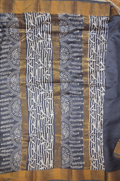 Steel Bapta Cotton Silk Handloom Saree