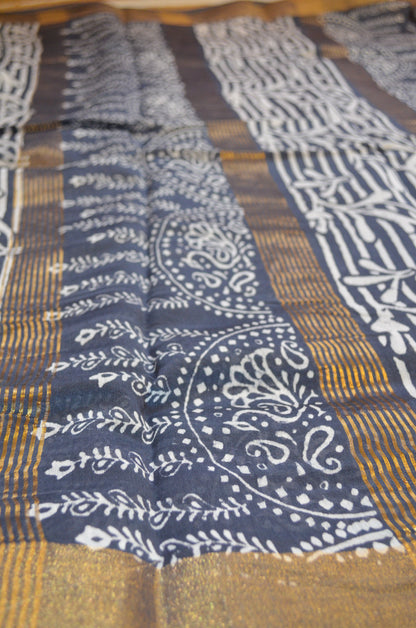 Steel Bapta Cotton Silk Handloom Saree