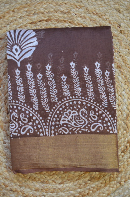 Chocolate Bapta Cotton Silk Handloom Saree