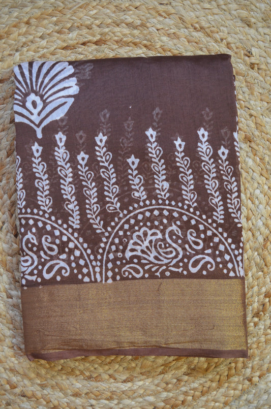 Chocolate Bapta Cotton Silk Handloom Saree