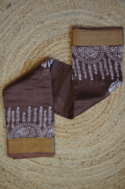 Chocolate Bapta Cotton Silk Handloom Saree