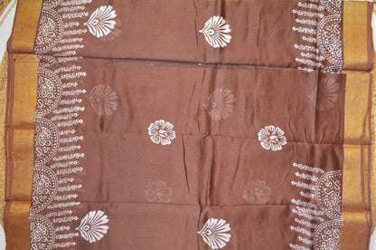 Chocolate Bapta Cotton Silk Handloom Saree