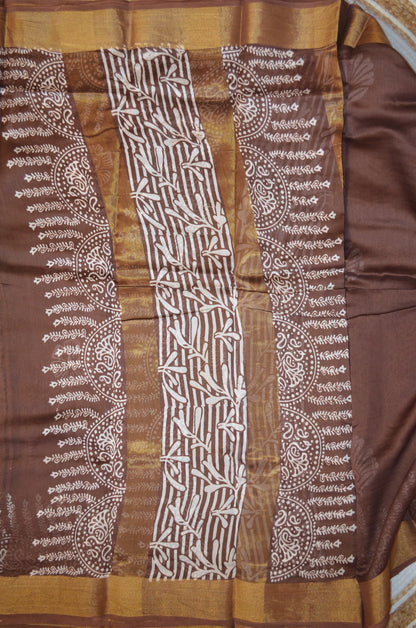 Chocolate Bapta Cotton Silk Handloom Saree