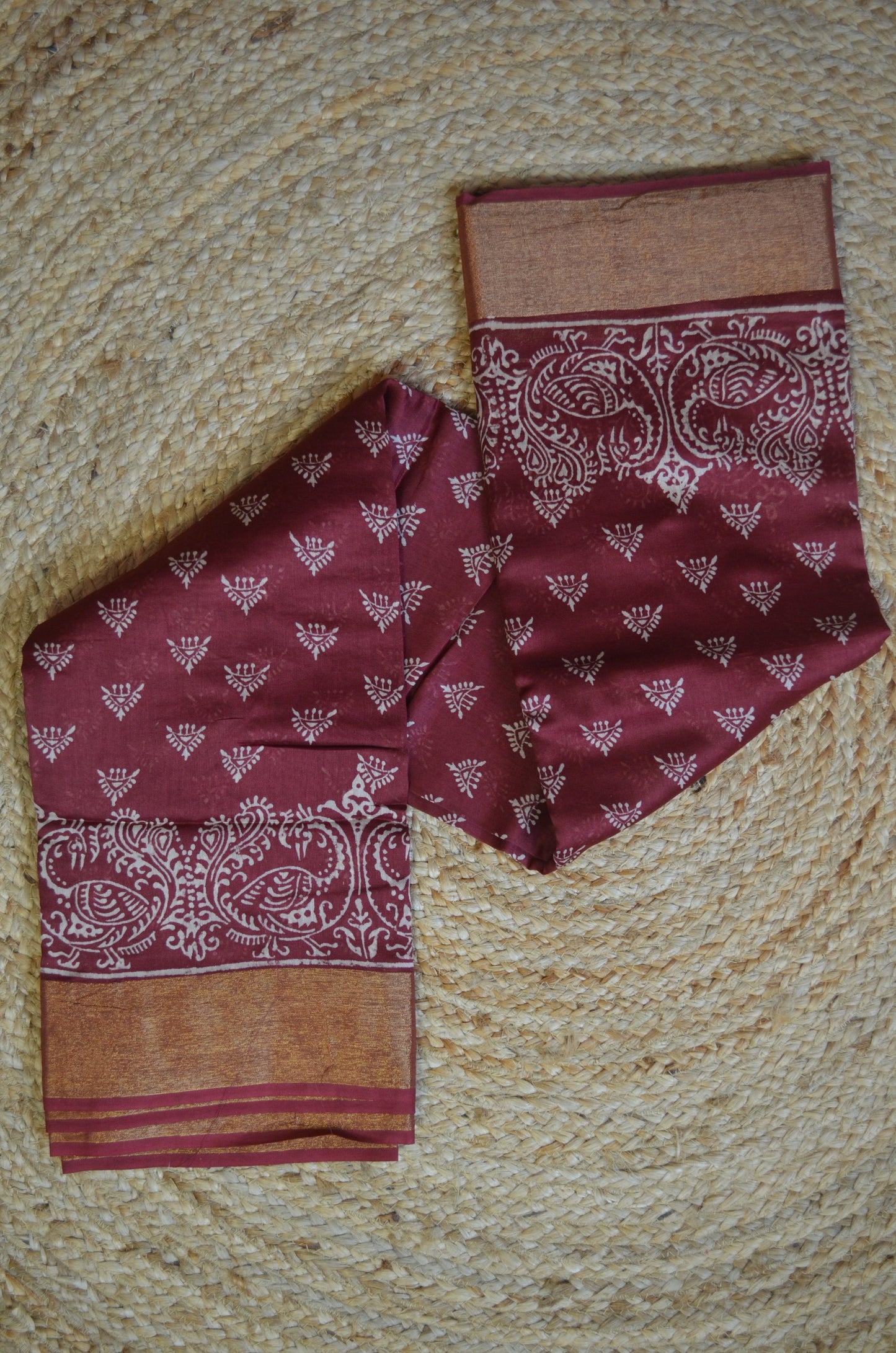 Wine Bapta Cotton Silk Handloom Saree