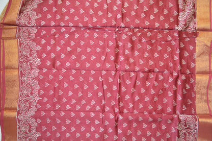 Wine Bapta Cotton Silk Handloom Saree