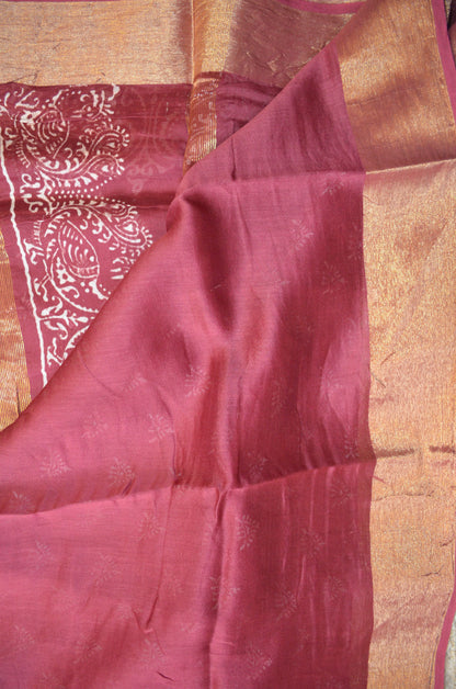 Wine Bapta Cotton Silk Handloom Saree