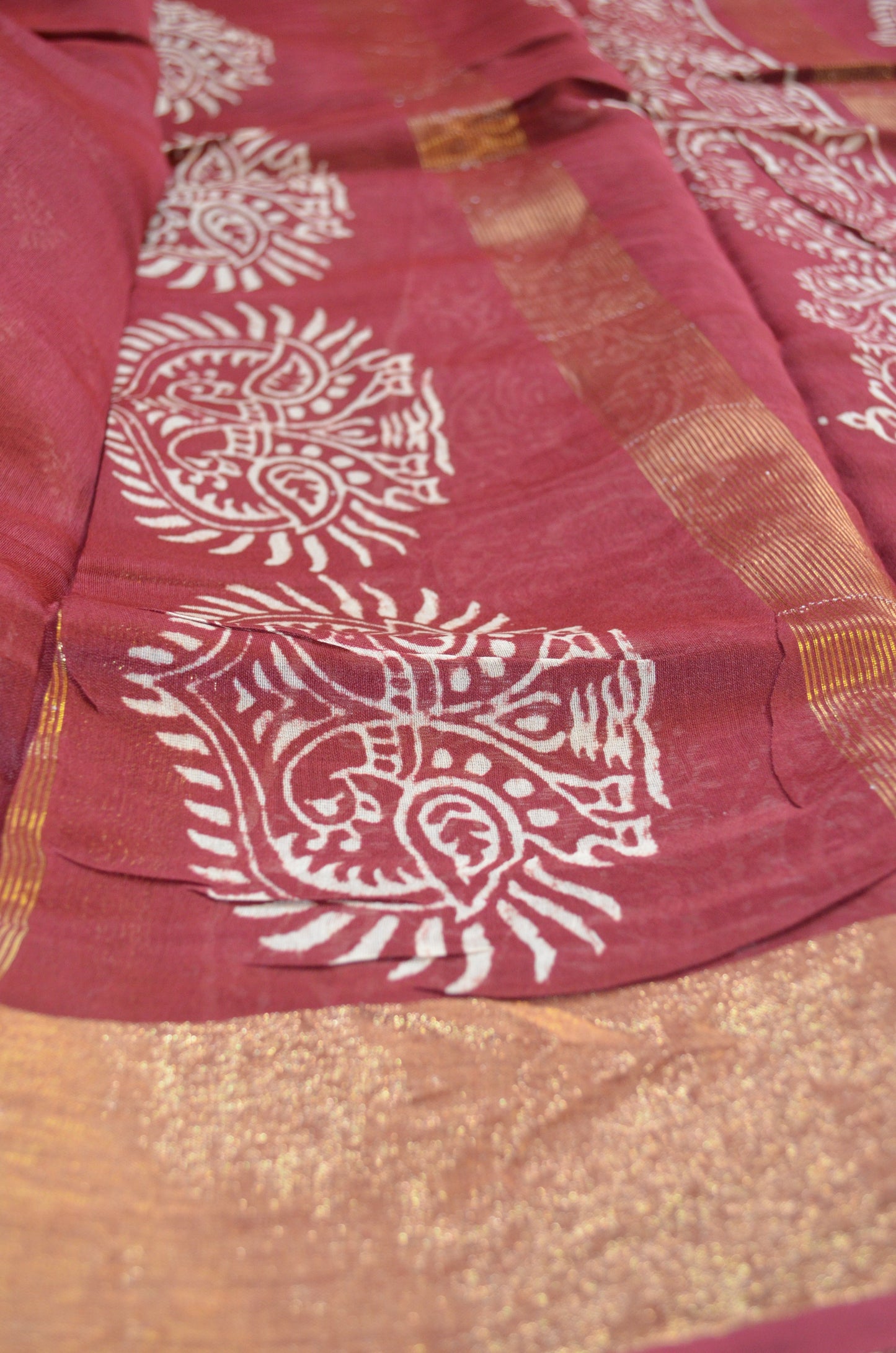 Wine Bapta Cotton Silk Handloom Saree