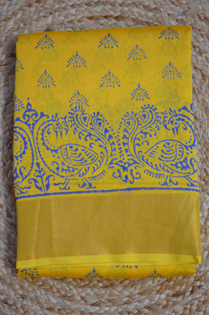Yellow Bapta Cotton Silk Handloom Saree