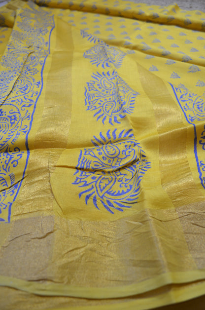 Yellow Bapta Cotton Silk Handloom Saree