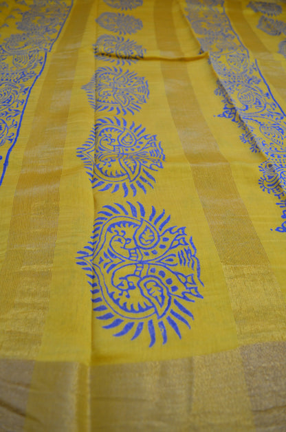 Yellow Bapta Cotton Silk Handloom Saree