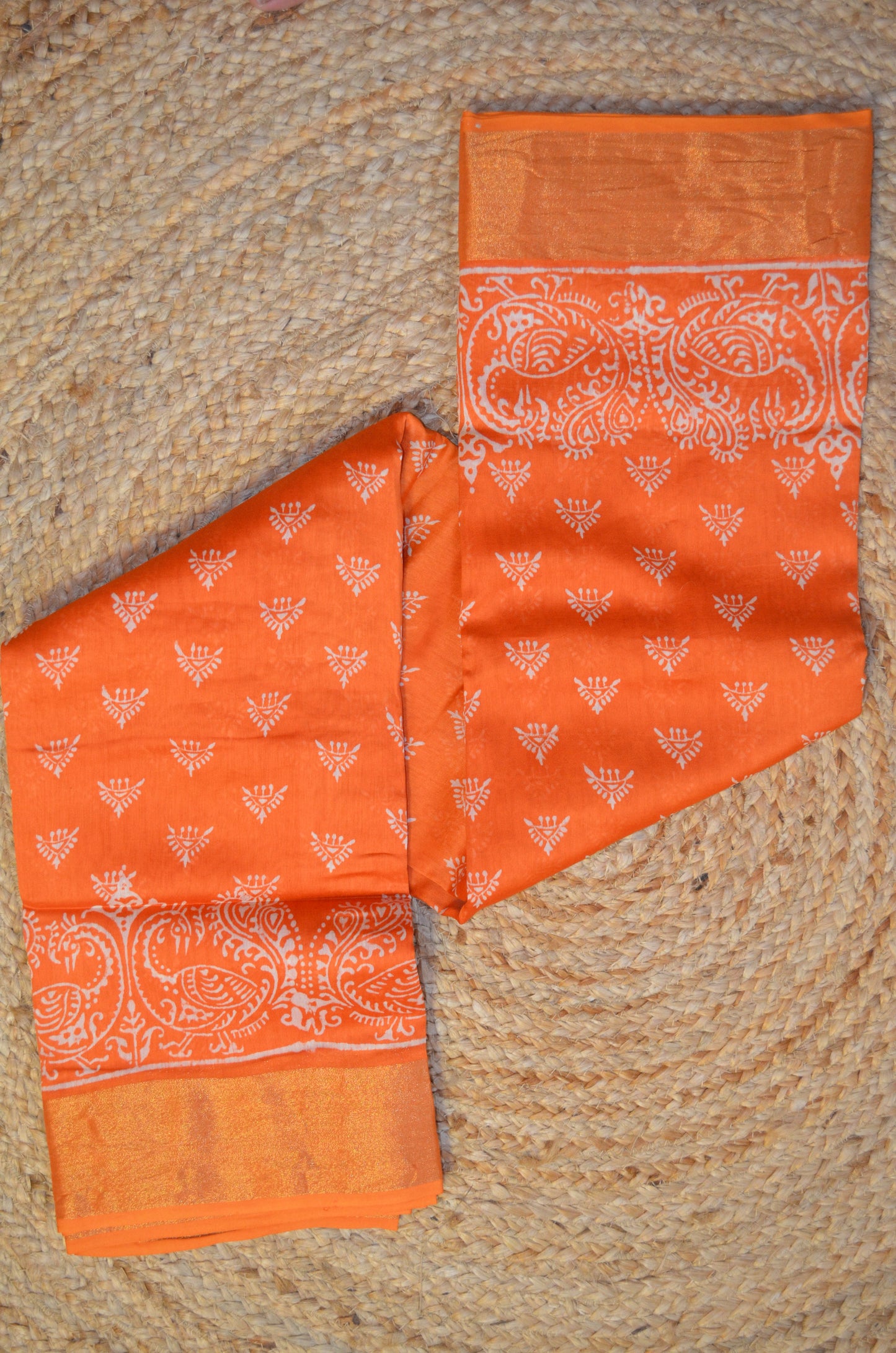 Orange Bapta Cotton Silk Handloom Saree