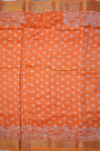 Orange Bapta Cotton Silk Handloom Saree
