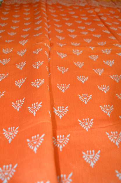 Orange Bapta Cotton Silk Handloom Saree