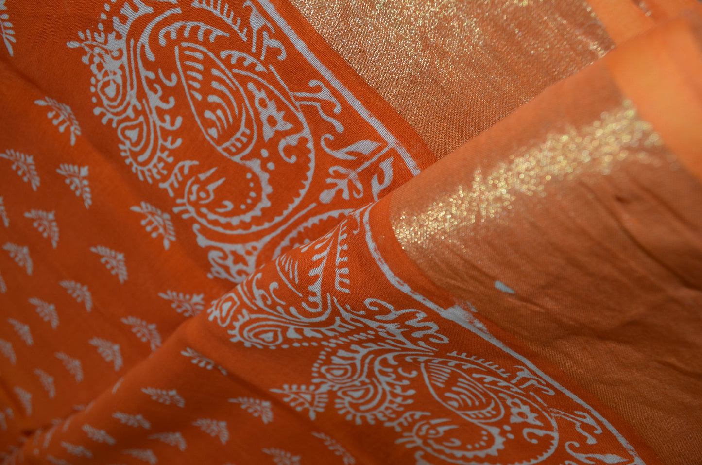 Orange Bapta Cotton Silk Handloom Saree