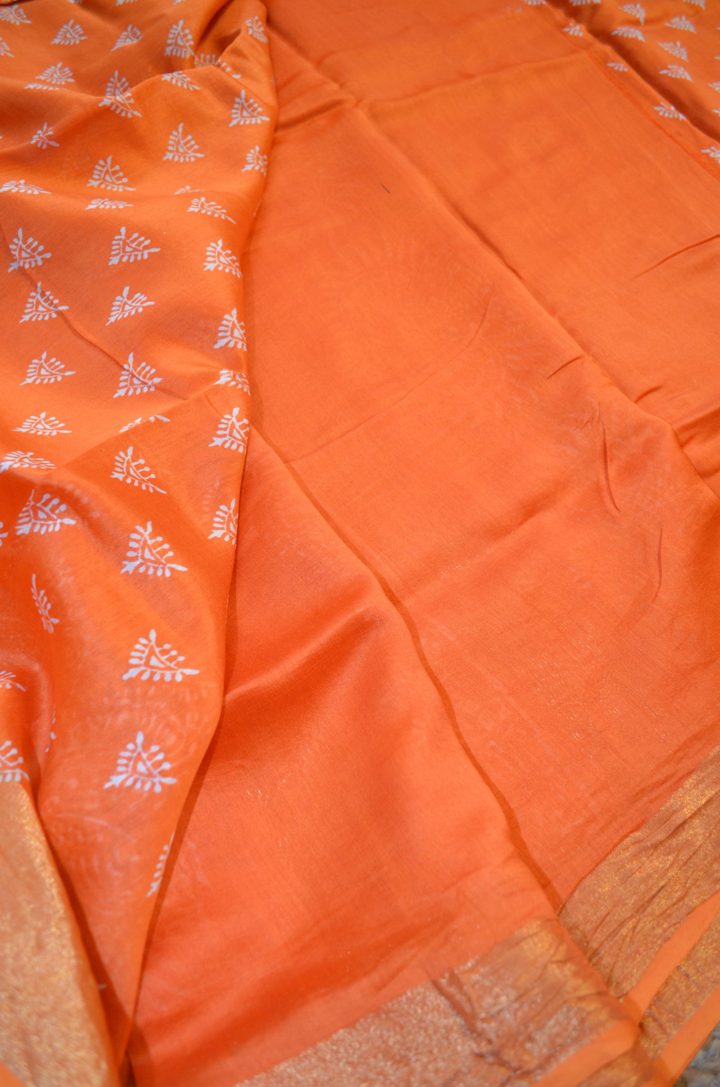 Orange Bapta Cotton Silk Handloom Saree