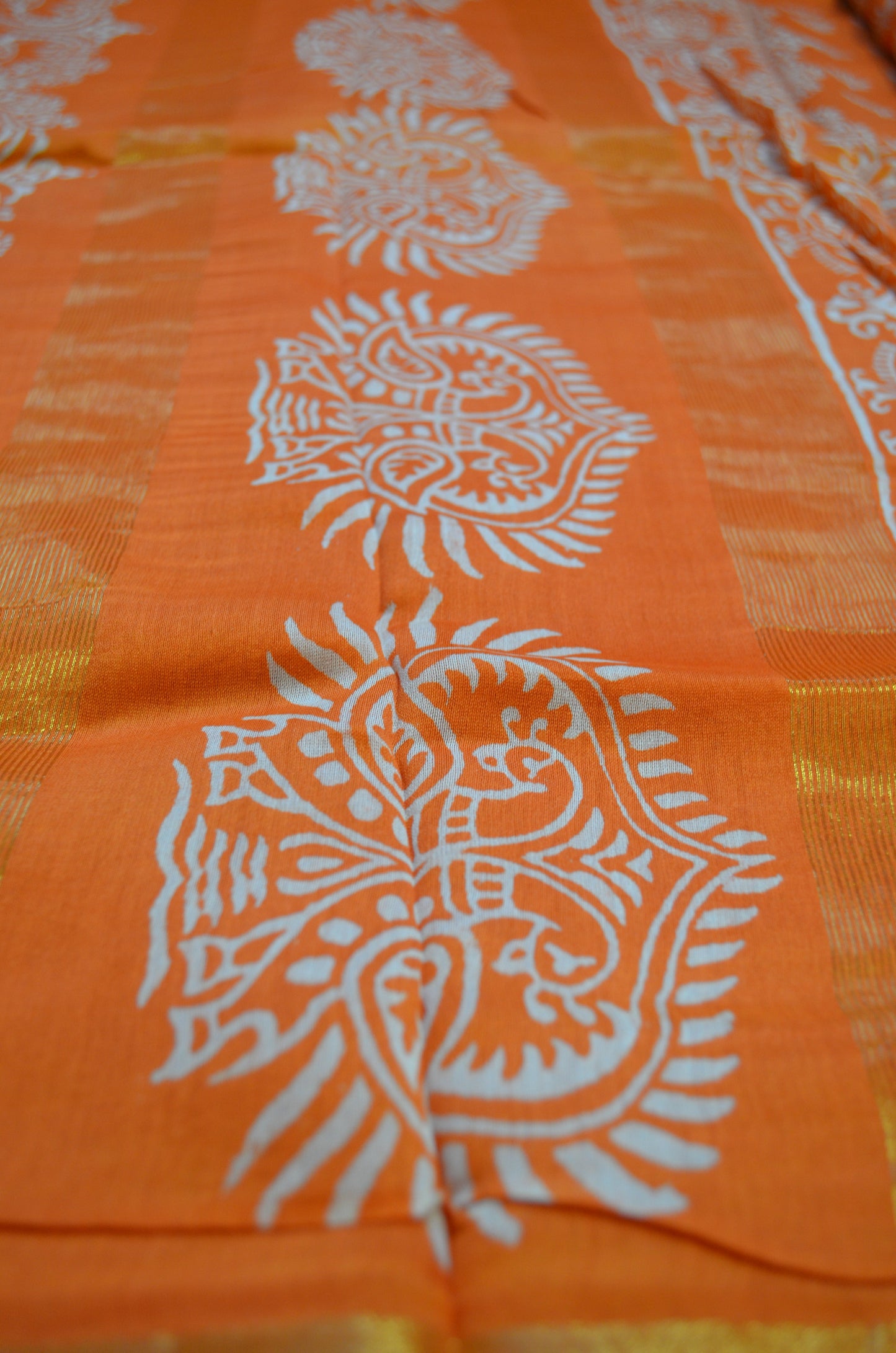 Orange Bapta Cotton Silk Handloom Saree