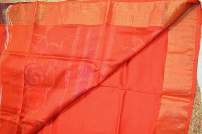 Rust Hand Painted Chanderi Handloom Saree