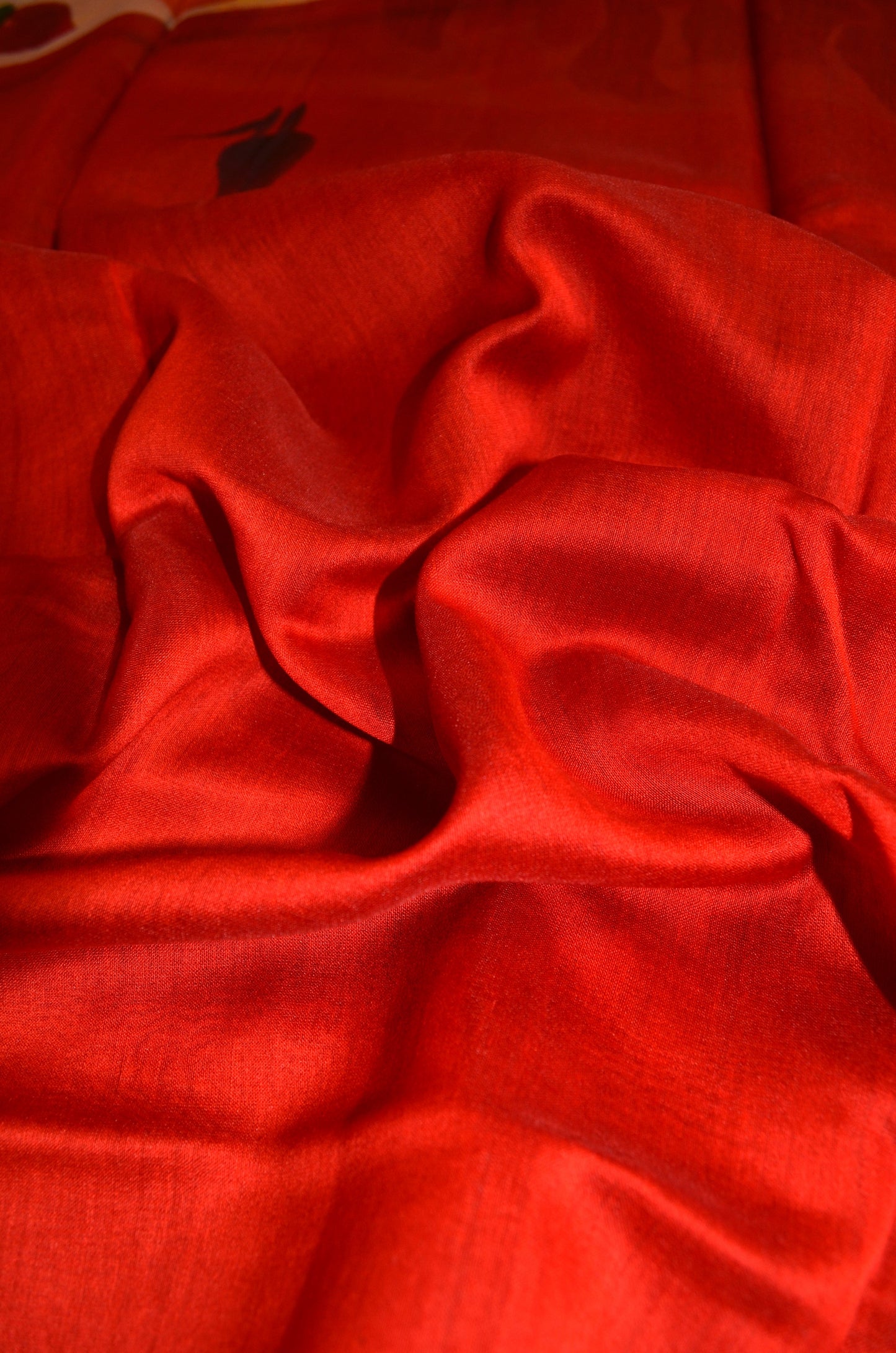 Rust Hand Painted Chanderi Handloom Saree
