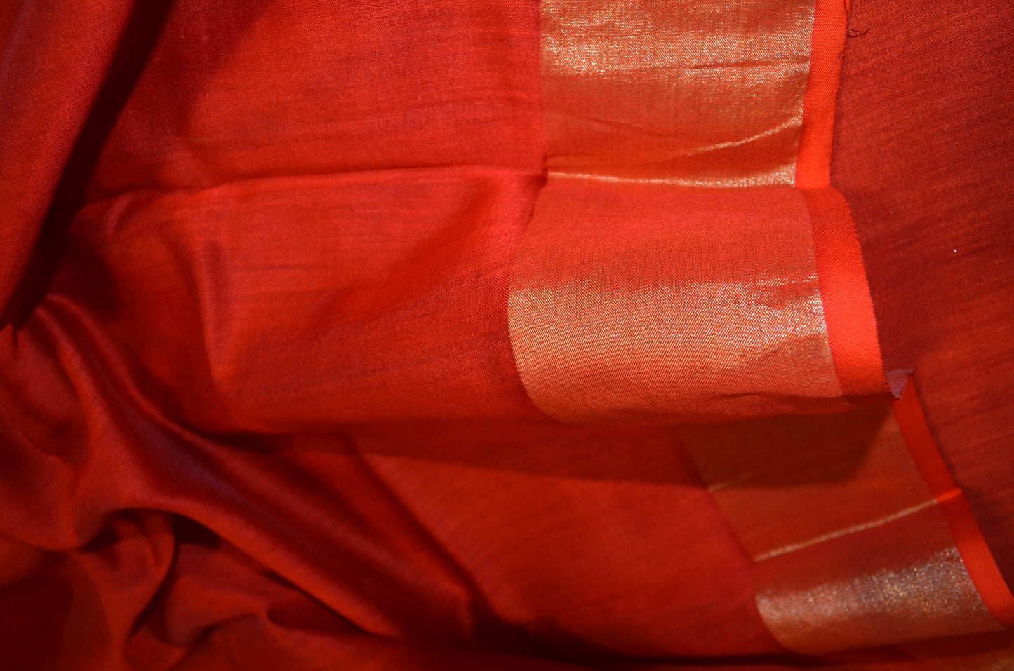 Rust Hand Painted Chanderi Handloom Saree