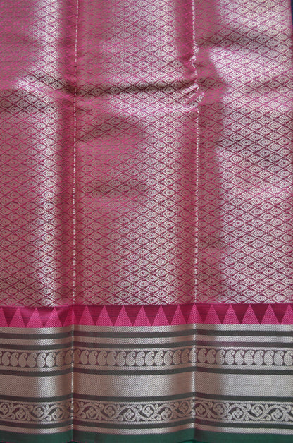 Navy Magenta and Green Kota Gadwal Cotton Silk Handloom Saree