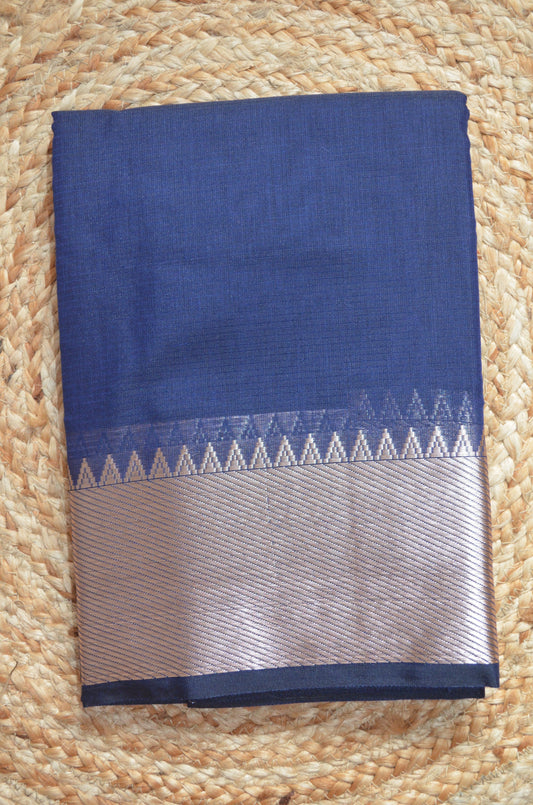 Navy Mangalagiri Cotton Silk Handloom Saree