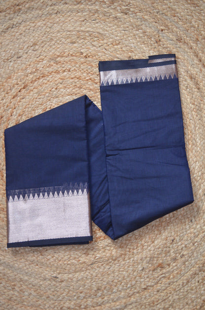 Navy Mangalagiri Cotton Silk Handloom Saree