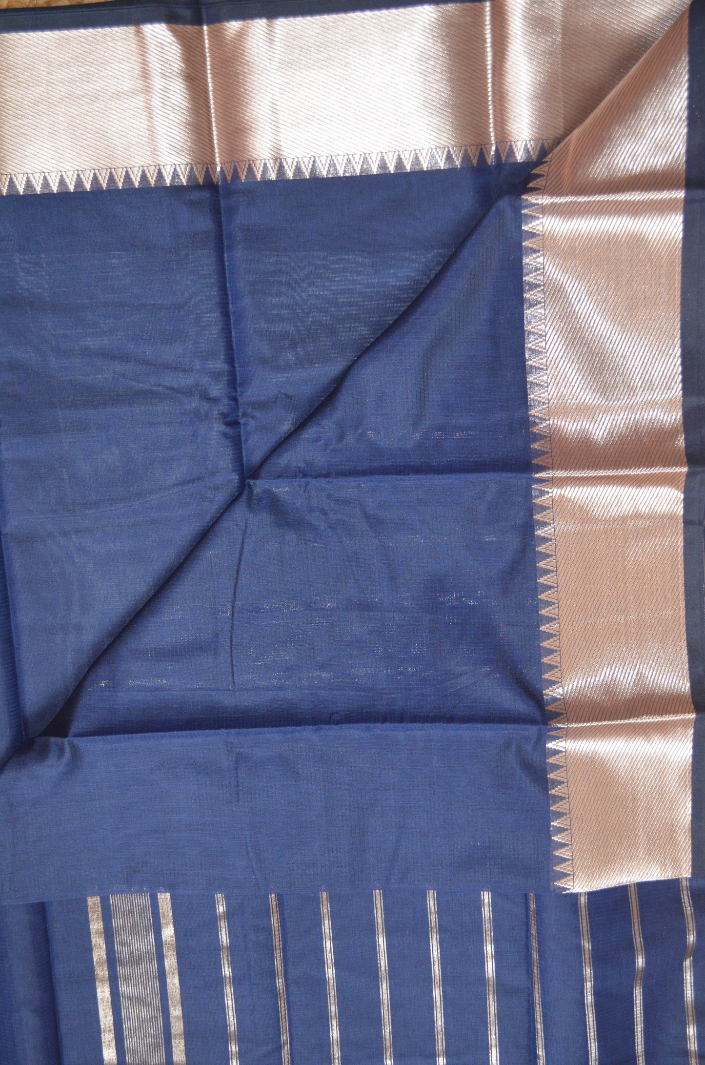 Navy Mangalagiri Cotton Silk Handloom Saree