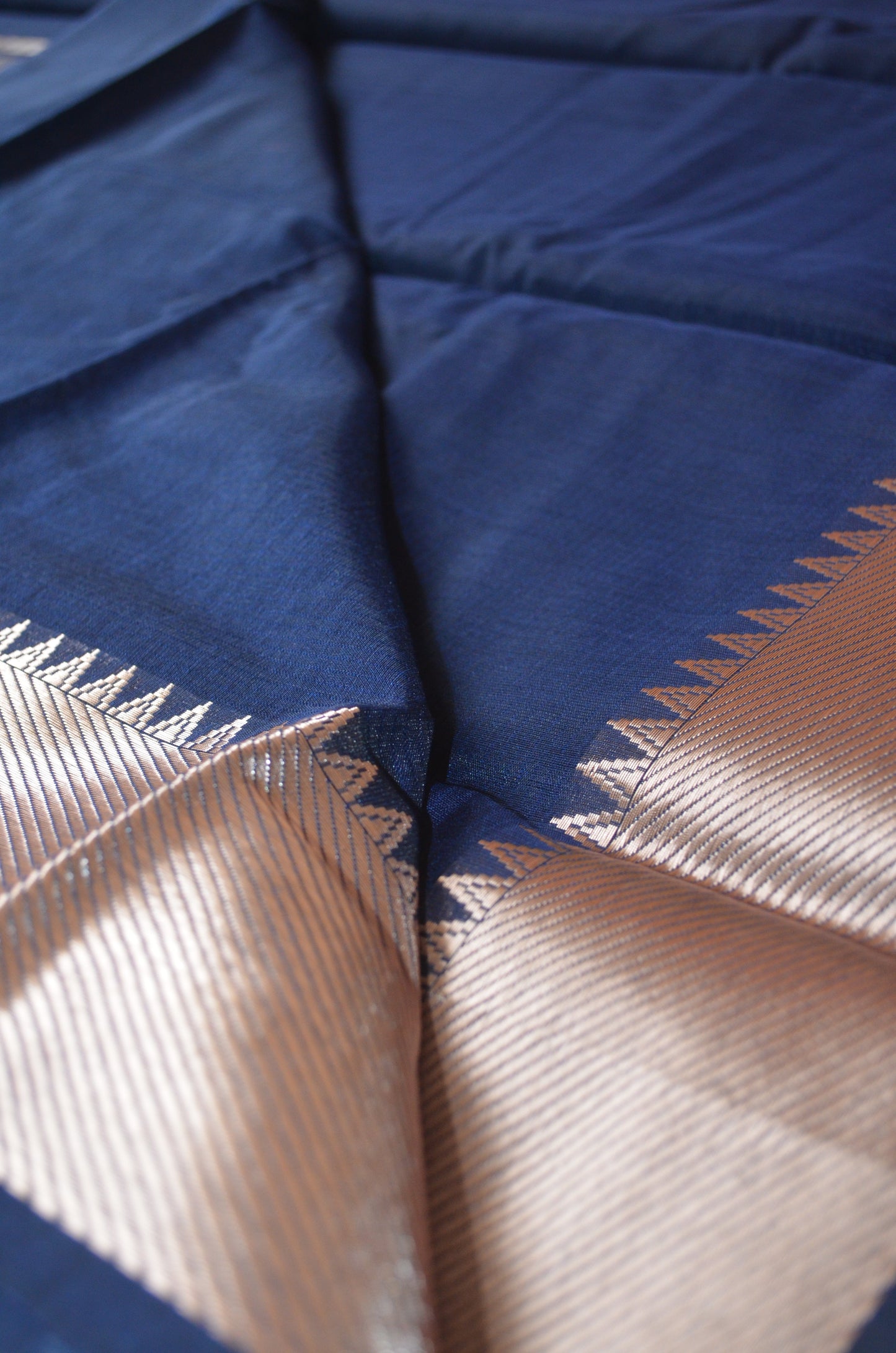 Navy Mangalagiri Cotton Silk Handloom Saree