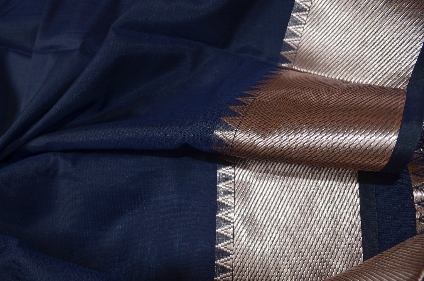 Navy Mangalagiri Cotton Silk Handloom Saree