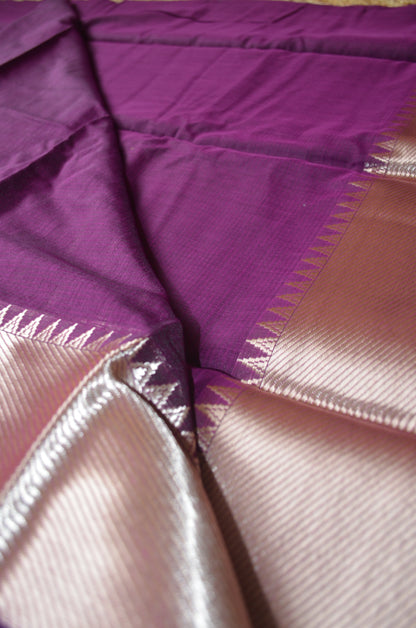 Purple Mangalagiri Cotton Silk Handloom Saree