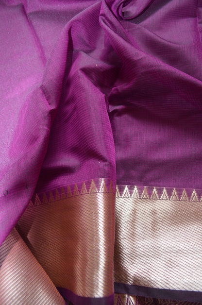 Purple Mangalagiri Cotton Silk Handloom Saree