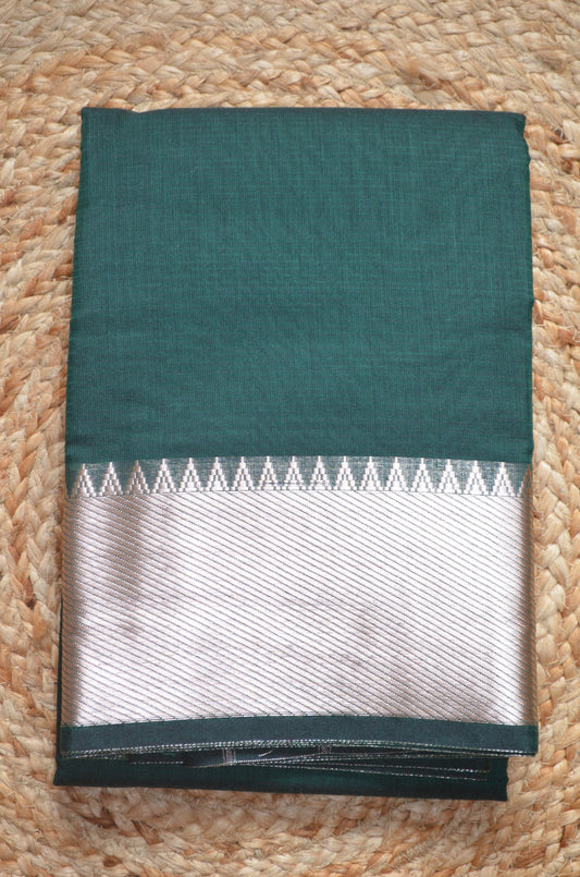 Jungle Green Mangalagiri Cotton Silk Handloom Saree