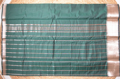 Jungle Green Mangalagiri Cotton Silk Handloom Saree
