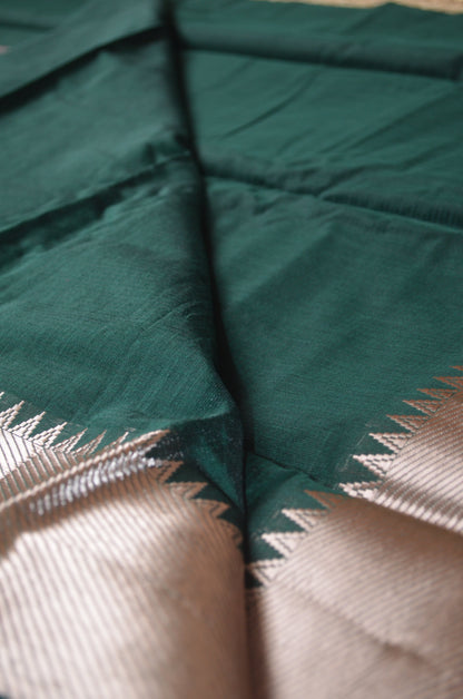 Jungle Green Mangalagiri Cotton Silk Handloom Saree