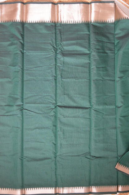 Jungle Green Mangalagiri Cotton Silk Handloom Saree