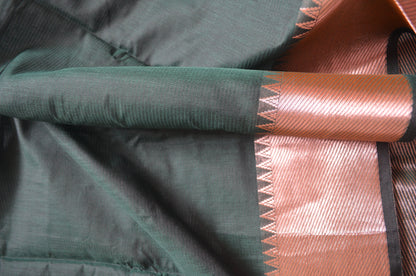 Jungle Green Mangalagiri Cotton Silk Handloom Saree