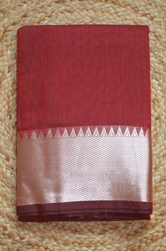 Red Mangalagiri Cotton Silk Handloom Saree