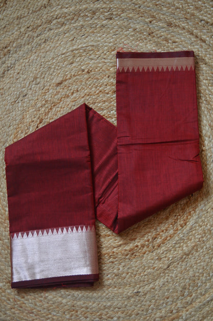 Red Mangalagiri Cotton Silk Handloom Saree