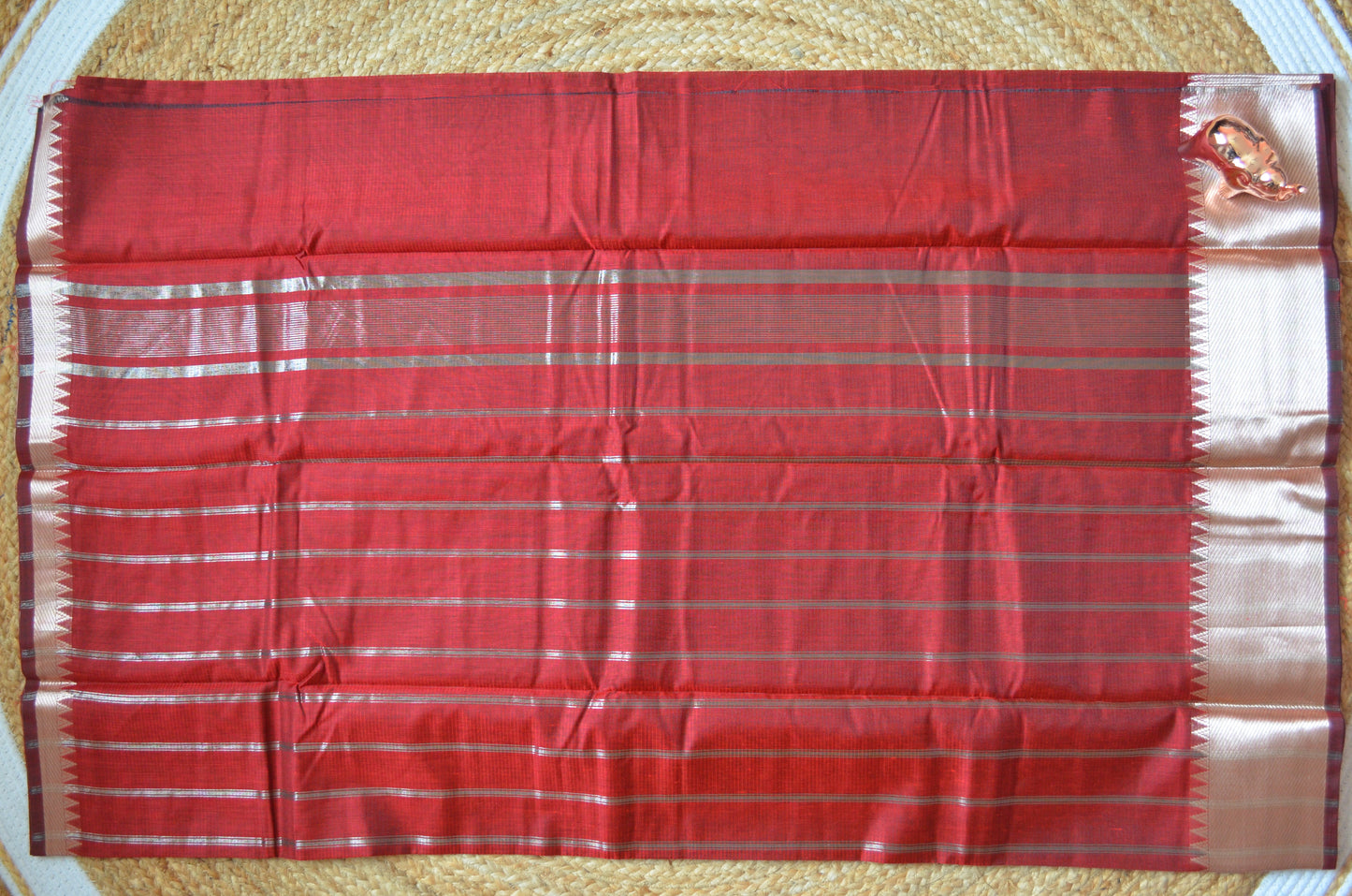 Red Mangalagiri Cotton Silk Handloom Saree