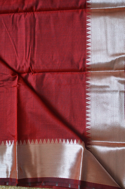 Red Mangalagiri Cotton Silk Handloom Saree