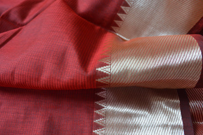Red Mangalagiri Cotton Silk Handloom Saree