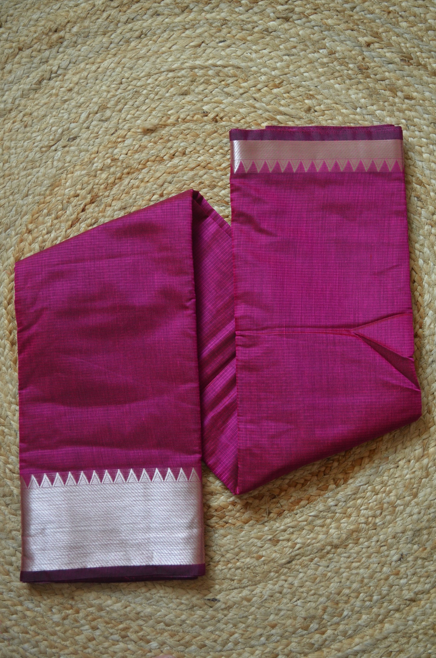 Magenta Mangalagiri Cotton Silk Handloom Saree