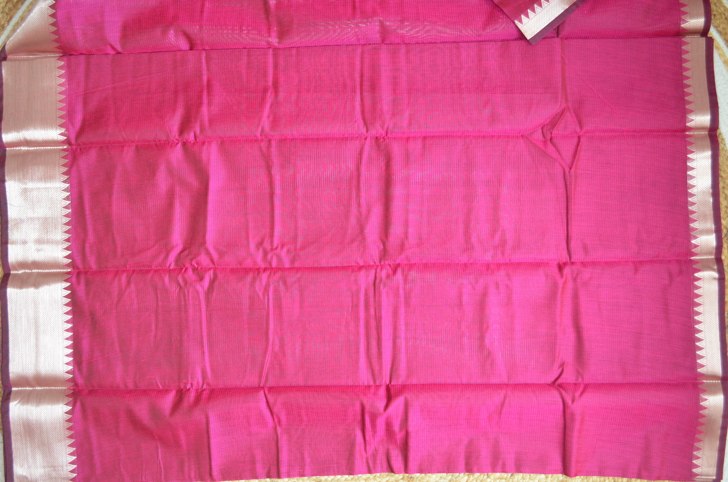 Magenta Mangalagiri Cotton Silk Handloom Saree