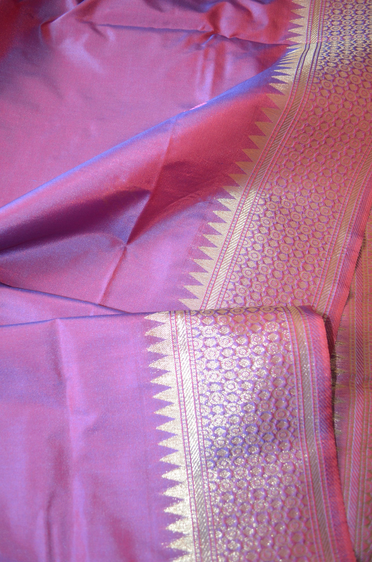 Purple Kantha Work Katan Silk Saree
