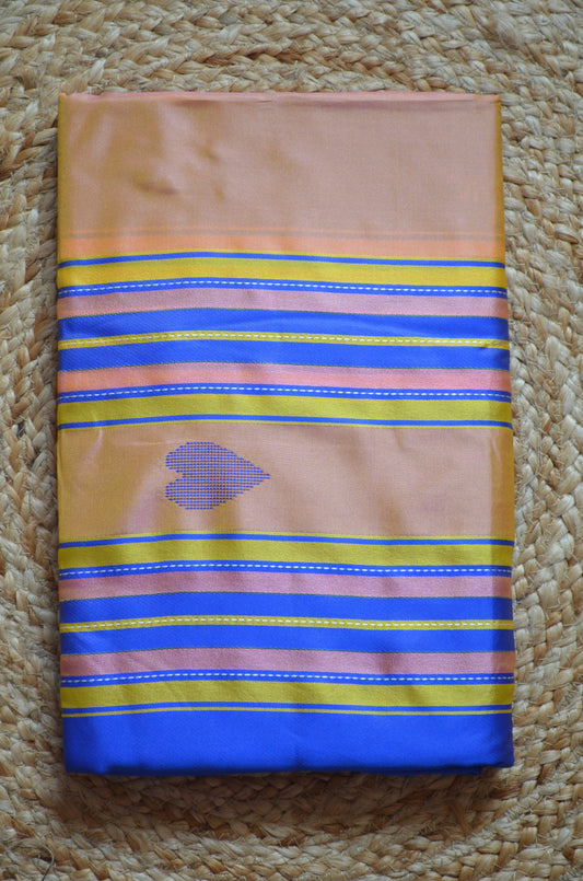 Beige Kantha Work Katan Silk Saree