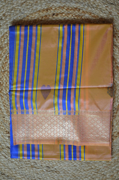 Beige Kantha Work Katan Silk Saree