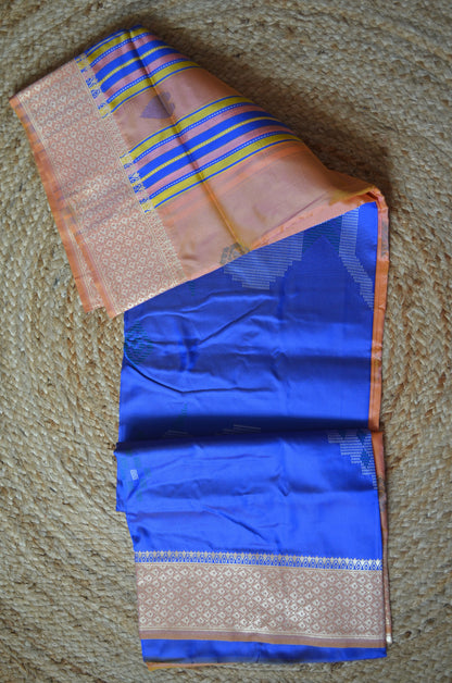 Beige Kantha Work Katan Silk Saree