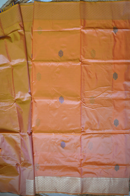 Beige Kantha Work Katan Silk Saree